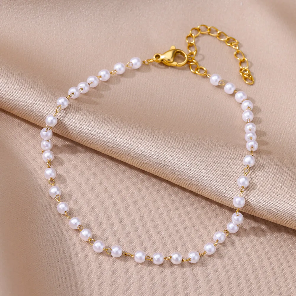 vintage Pearl Anklet for Women