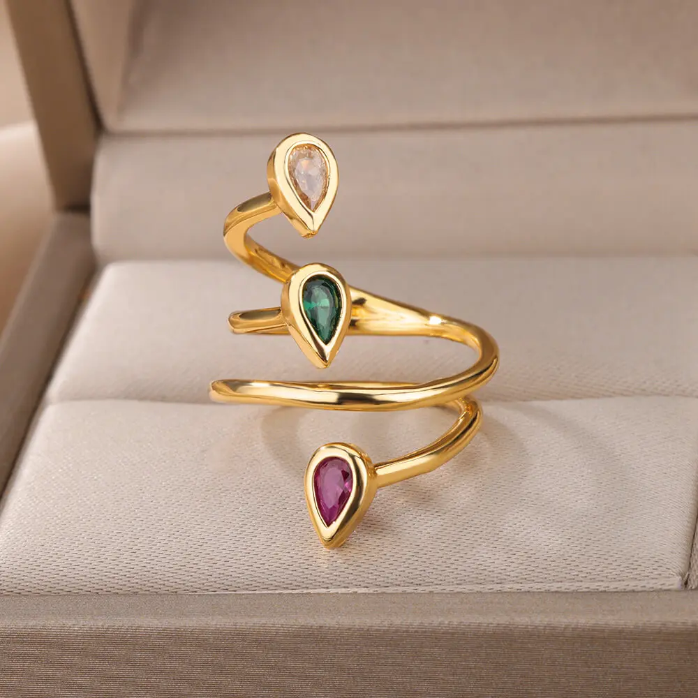 bohemian Waterdrop Crystal Ring