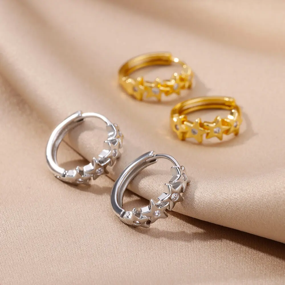 bohemian Gold Star Hoop Earrings