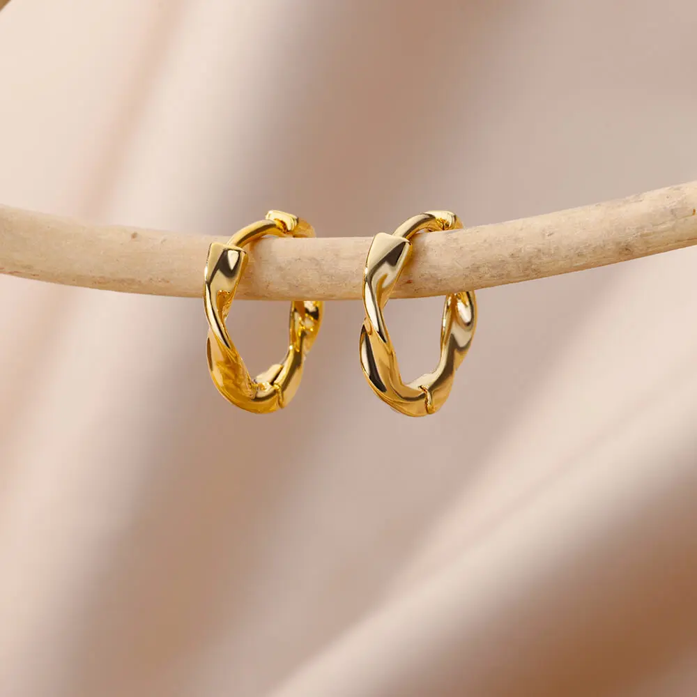 boho Twist Earrings Gold Design