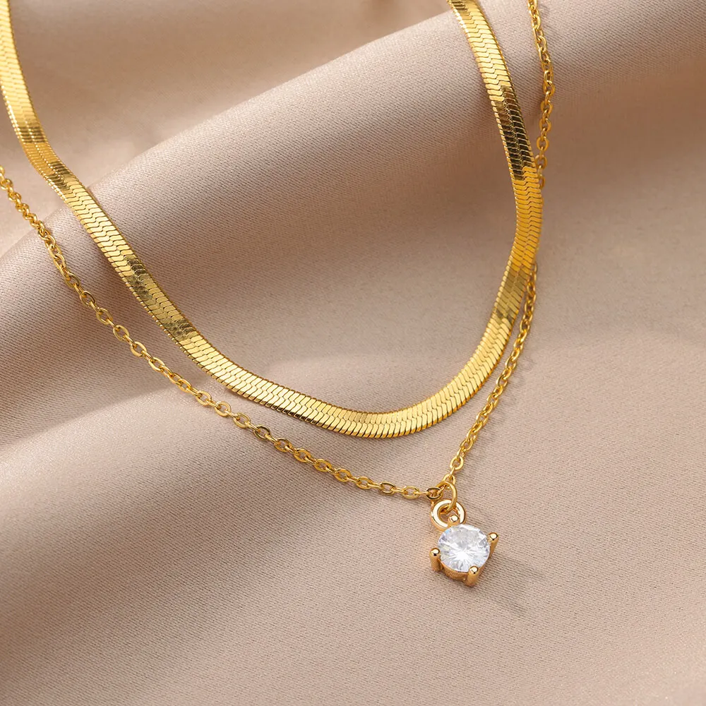vintage Layered Crystal Necklace