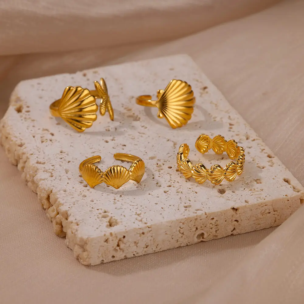 hippie Shell Ring Gold Shine