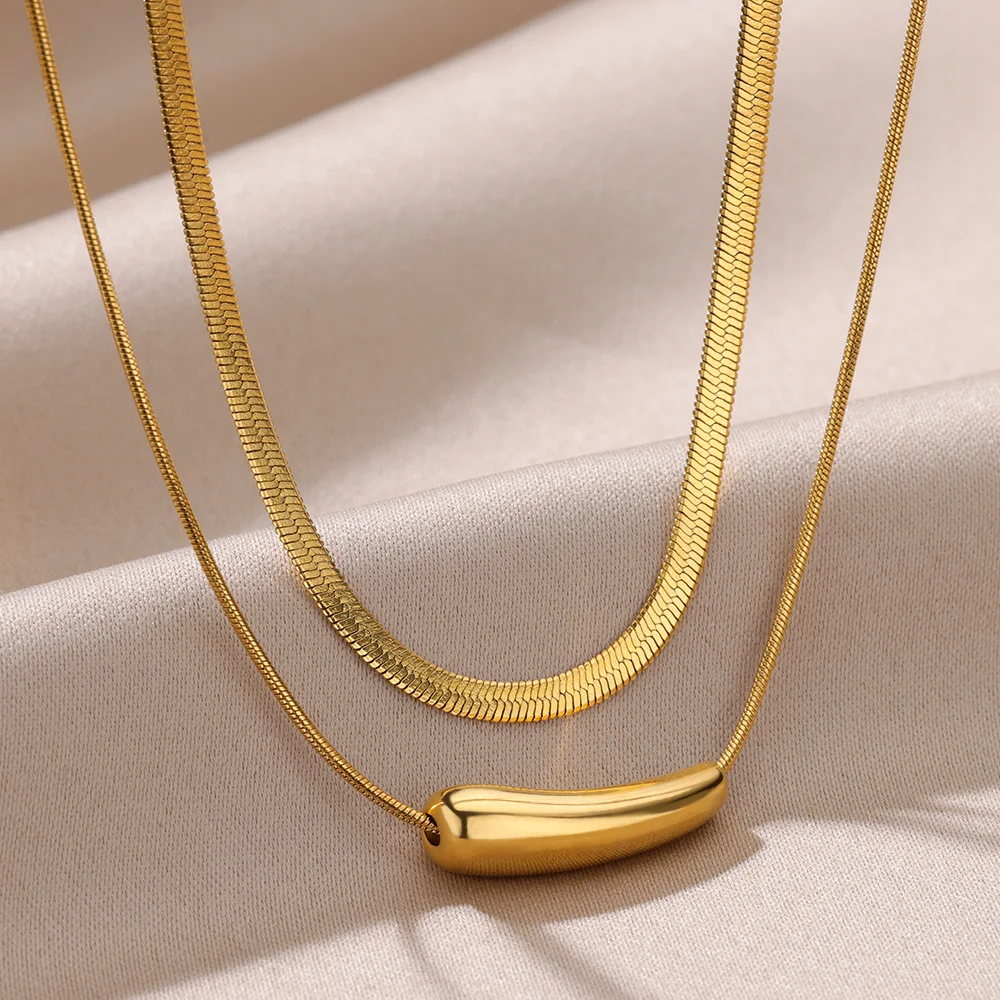 vintage Chunky Water Pendant Necklace
