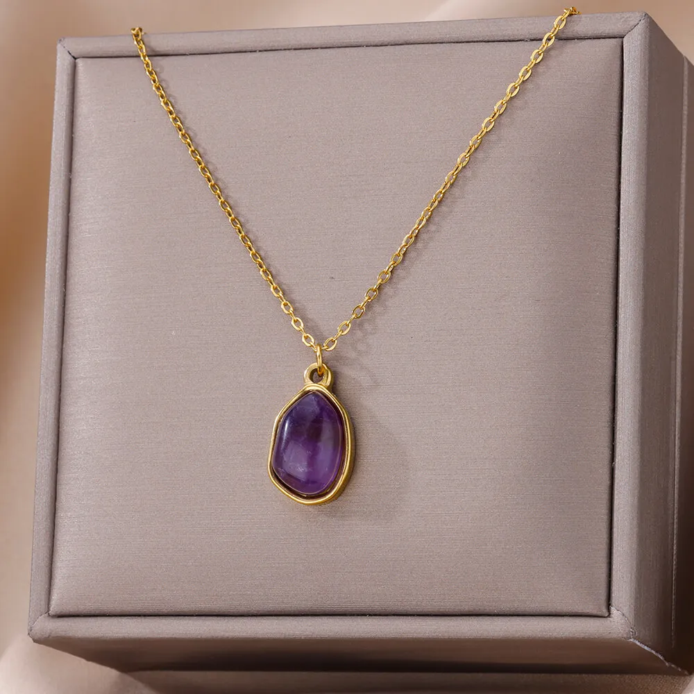 hippie Stone Pendant Necklace Women