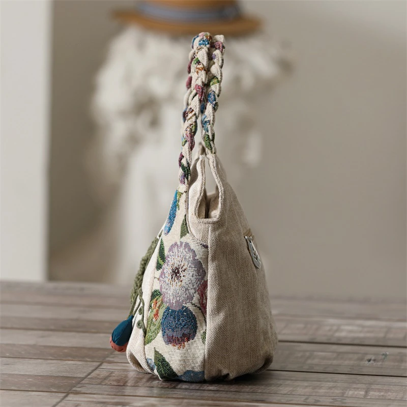 gypsy Handbag with Embroidered Flowers