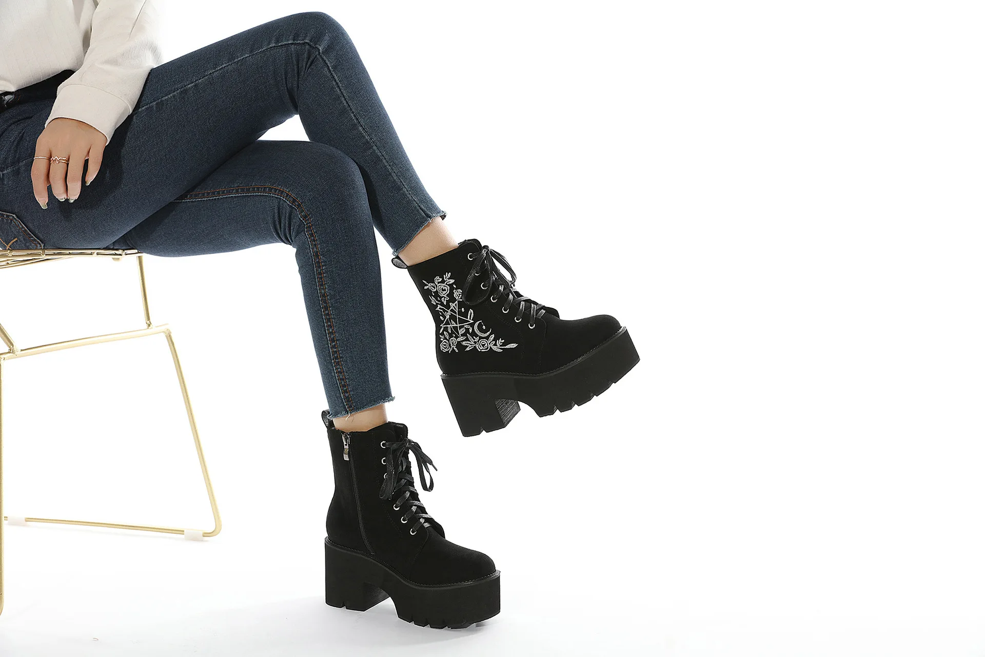 boho Flower Platform Boots