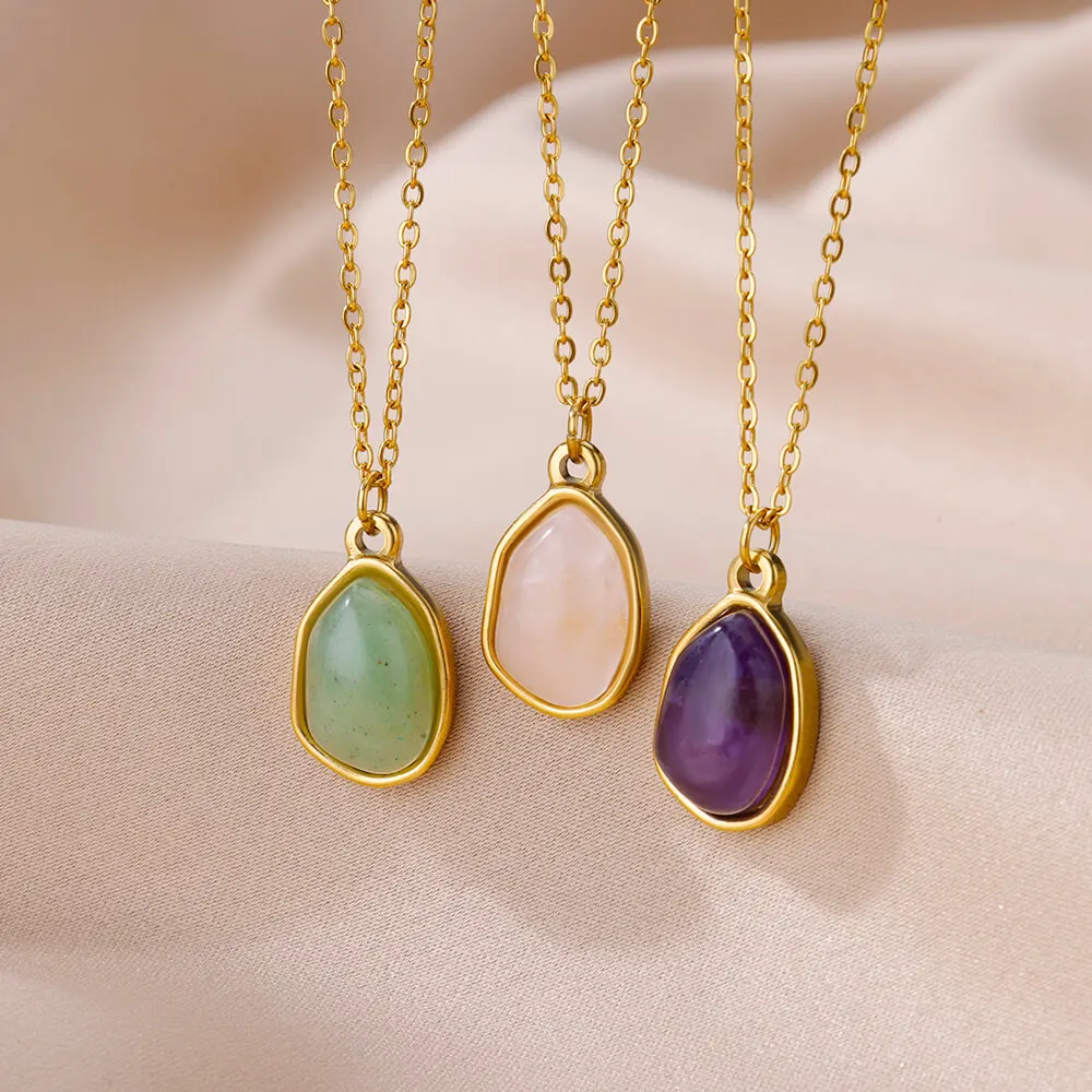 hippie Stone Pendant Necklace Women