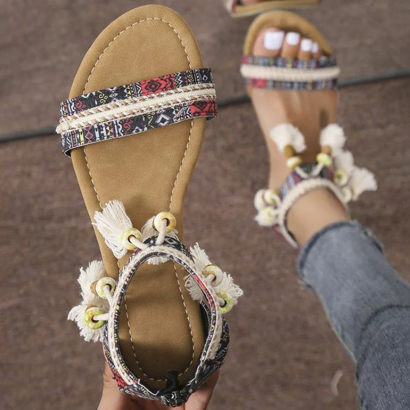 Colorful bohemian Sandals with Tassels