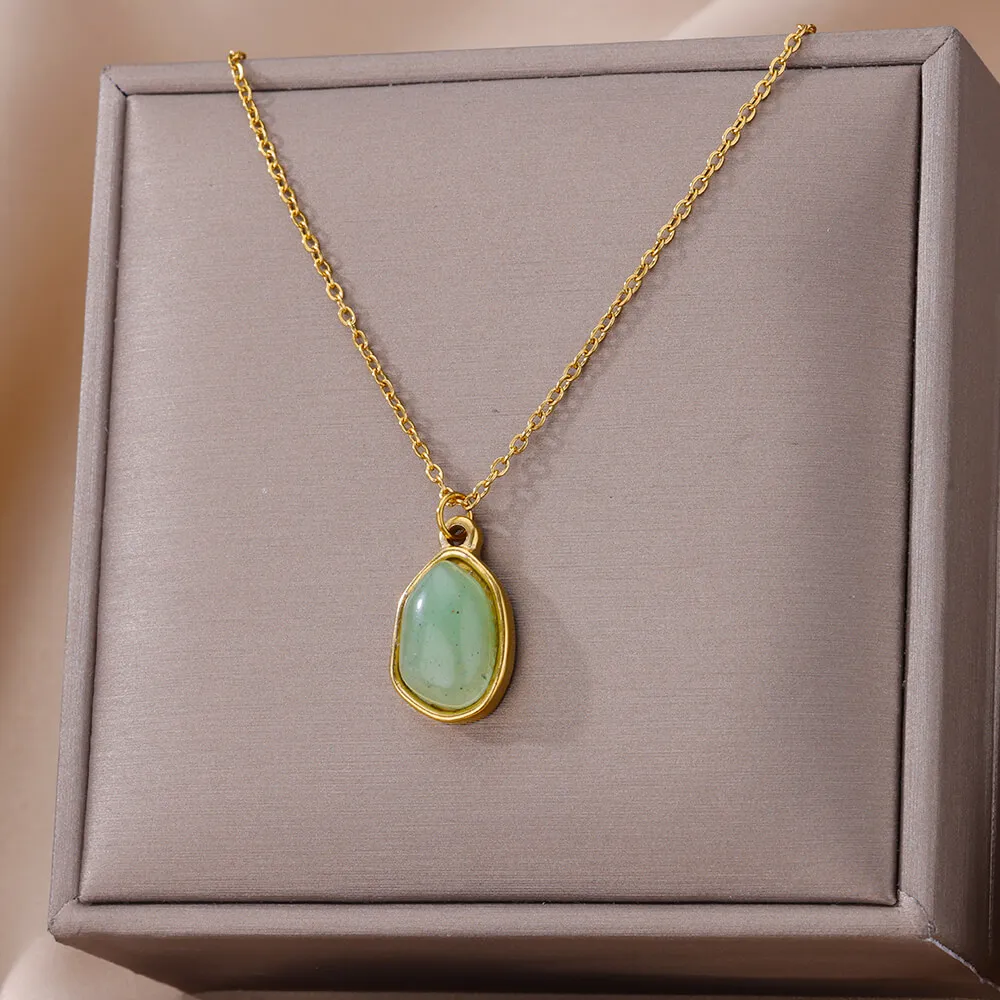 bohemian Stone Pendant Necklace Women