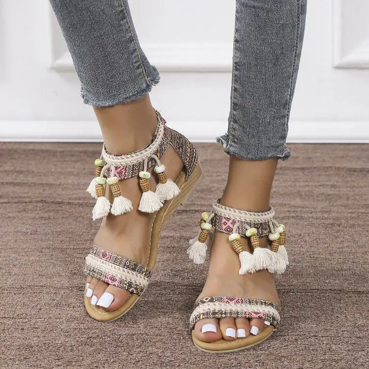 Colorful hippie Sandals with Tassels