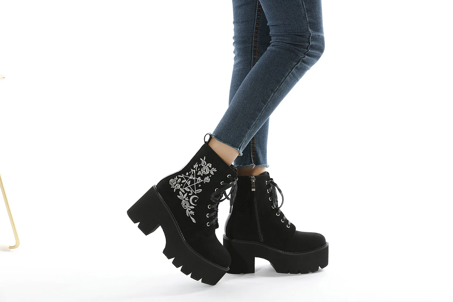 boho Flower Platform Boots