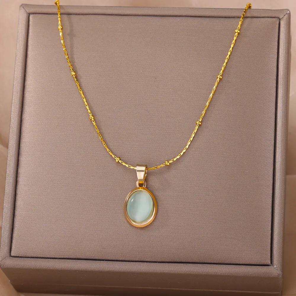 bohemian Green Opal Pendant Necklace