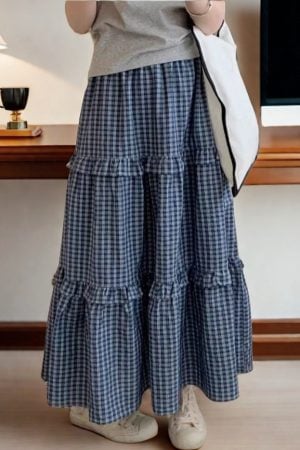Maxi Boho Plaid Skirt