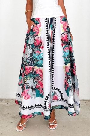 Colorful Floral Long Skirt