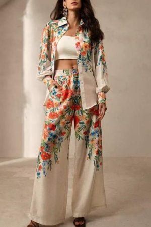 Boho Floral Trouser and Blouse Set