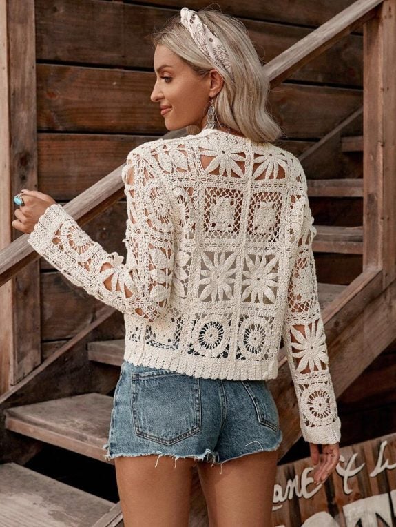 Long Sleeve Embroidered Lace Boho Top - Image 7
