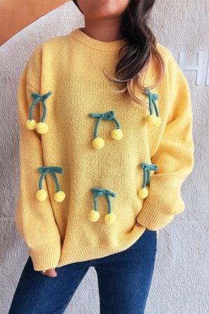 Yellow Knitted Boho Pullover