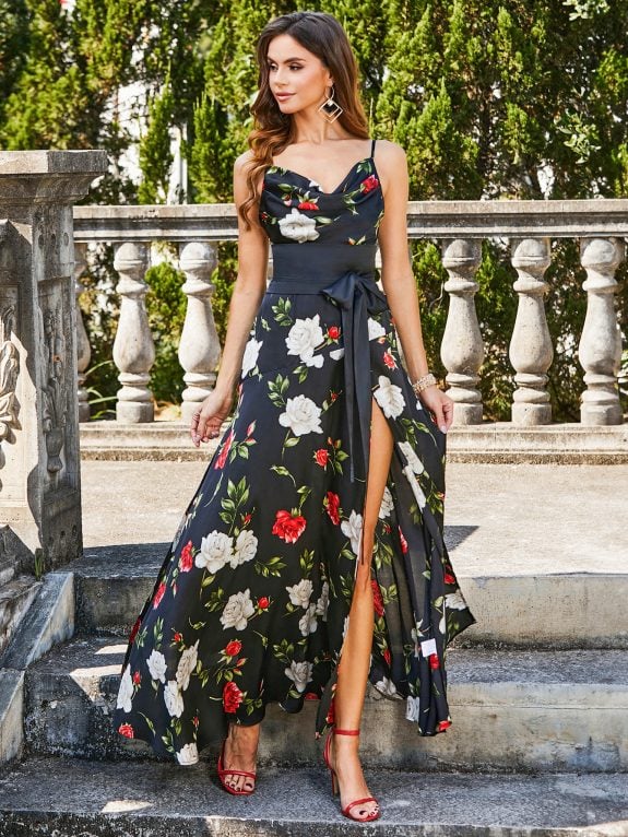 Black Floral Boho Summer Dress – Image 3