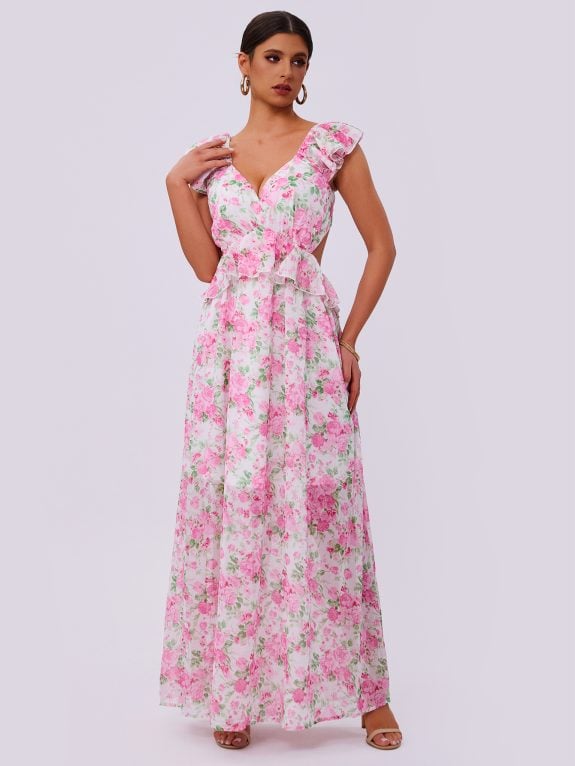 Summer Elegance Women Floral Printed Hem Long Women Clothing - Image 3