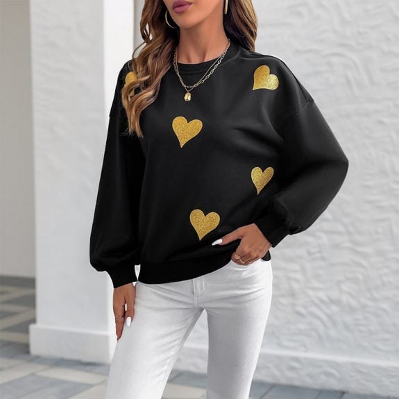 Pull Boho à imprimé cœur