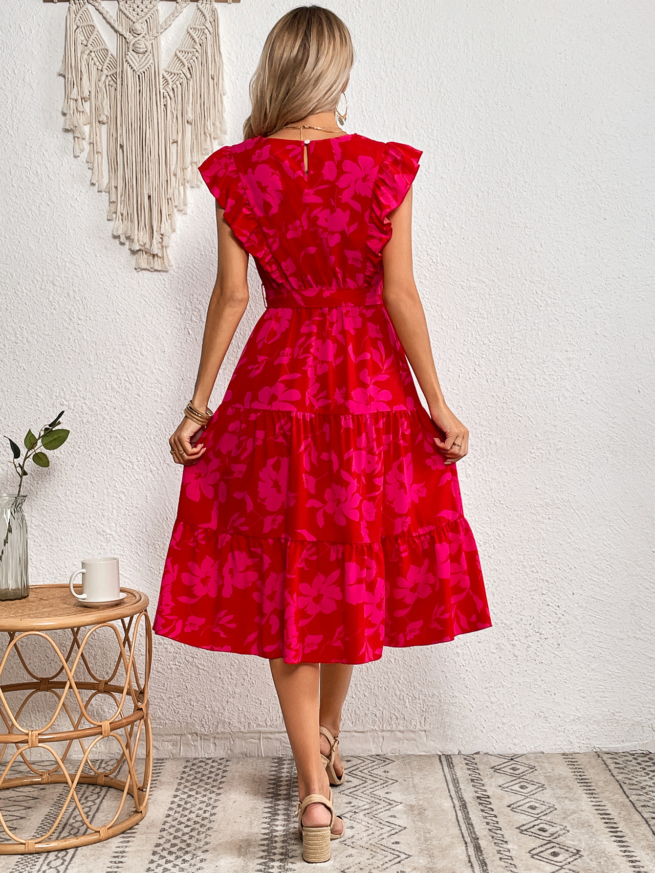 bohemian Floral Ruffled Summer Dress