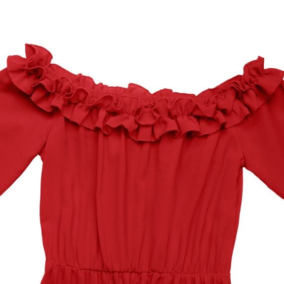 Red Off Shoulder Long Sleeve Boho dress - Image 7