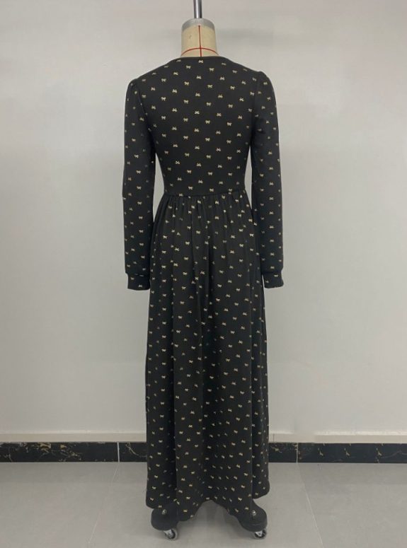 Polka Dot Black Boho Maxi Dress – Image 15