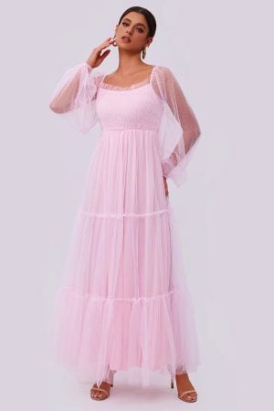 Pale Pink Tutu Boho Maxi Dress