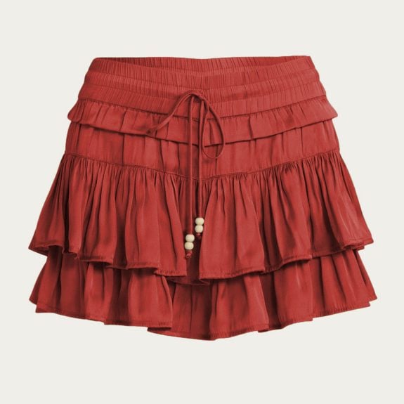 Cute Green Pleated Boho Mini Short – Bild 8