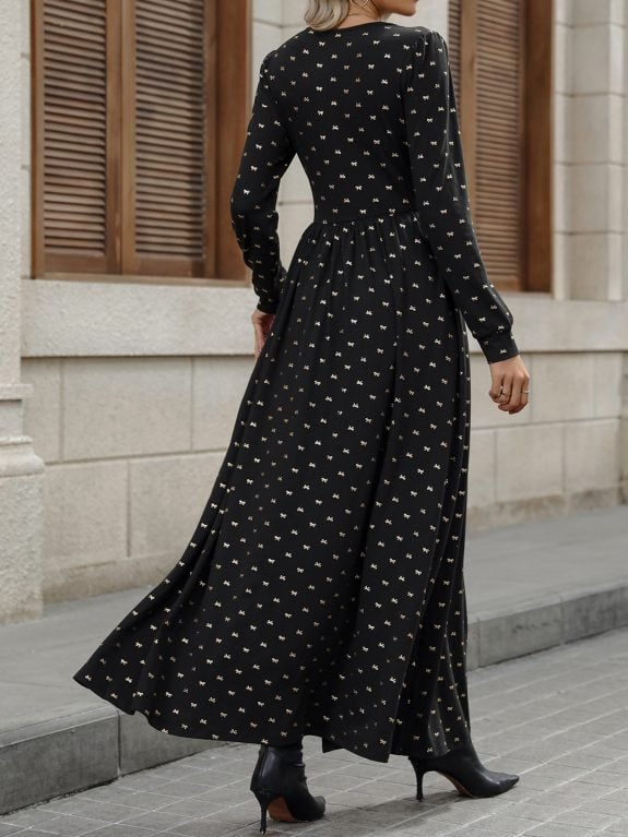 Polka Dot Black Boho Maxi Dress – Image 7