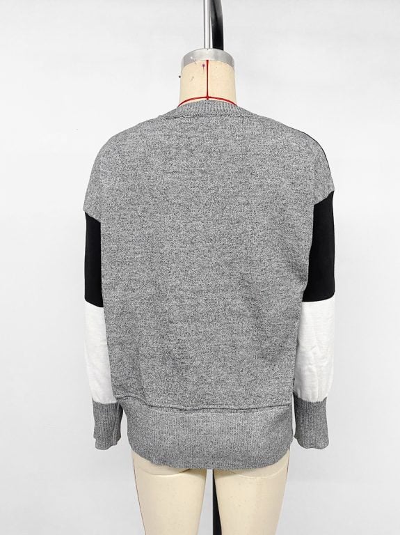 Square Contrast Color Long Sleeves Sweater - Imagem 12