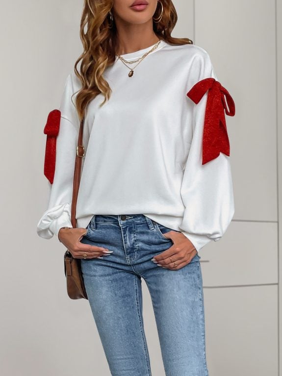 Long Sleeve Boho White Hoodie - Kuva 4