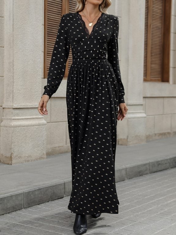 Polka Dot Black Boho Maxi Dress – Image 6