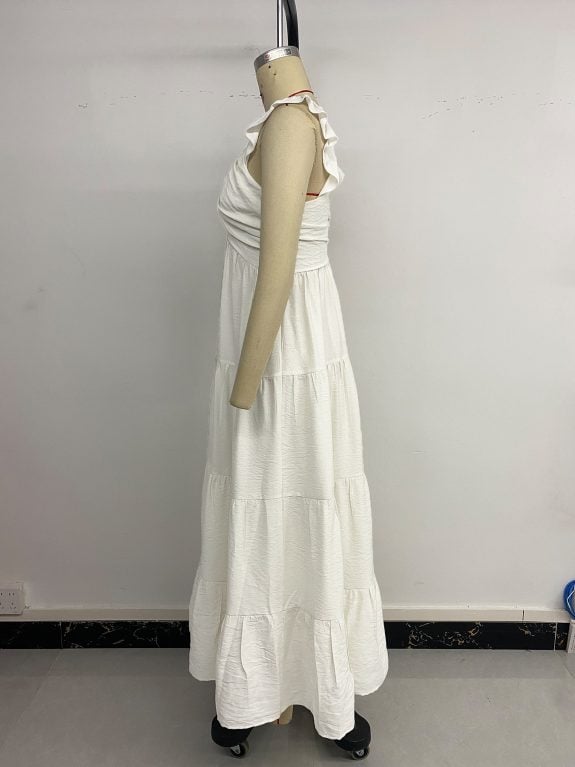 Boho V Neck White Cocktail Dress – Image 8
