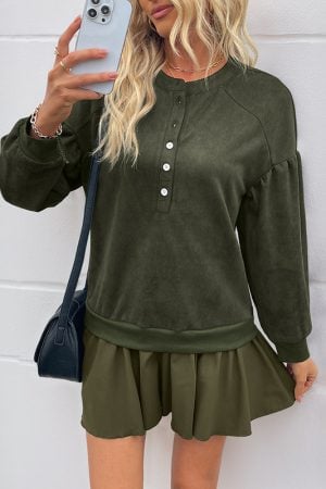 Dark Green Boho Blouse