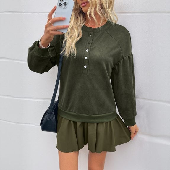 Dark Green Boho Blouse