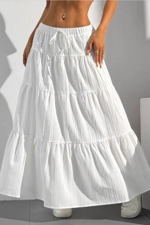 White Boho Chic Maxi Skirt