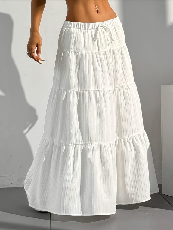 White Boho Chic Maxi Skirt - Kuva 3