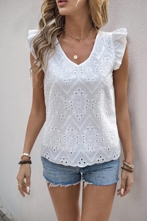 White Boho Lace Top