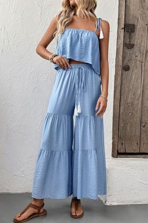 To-delte Blå Boho Sommerantrekk