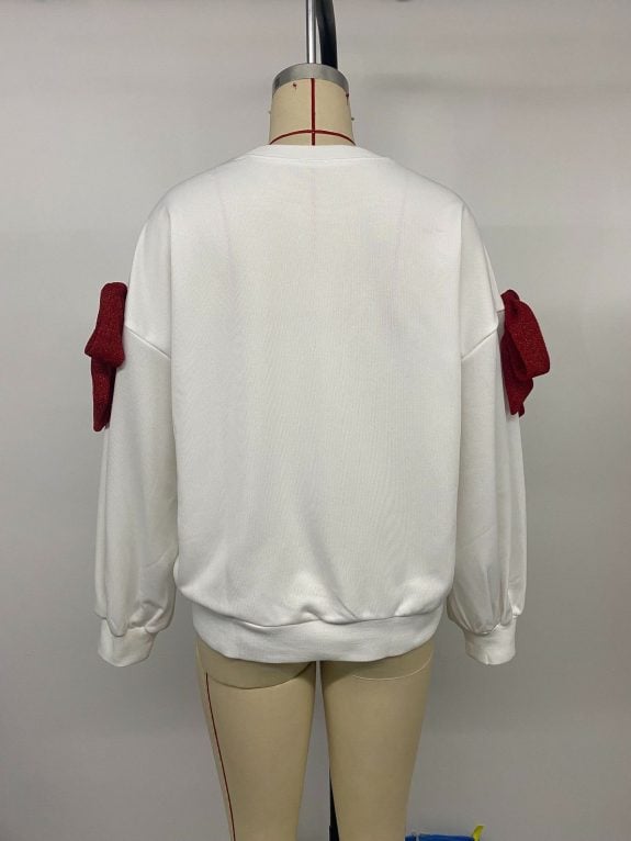 Long Sleeve Boho White Hoodie - Kuva 8