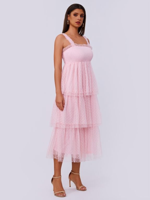 Light Pink Tule Boho Dress – Image 4
