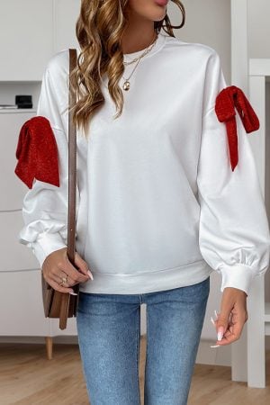 Pitkähihaisella Boho-valkoisella hupparilla