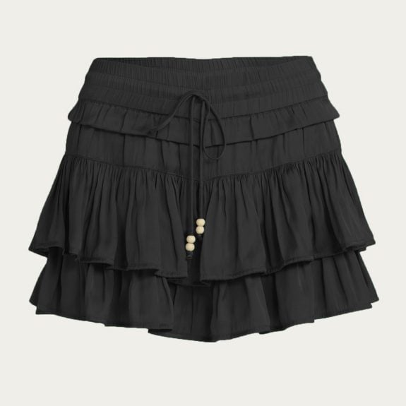 Cute Green Pleated Boho Mini Short – Bild 7