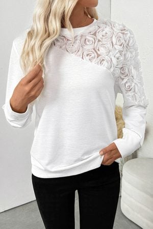 Elegant white Floral Boho Top