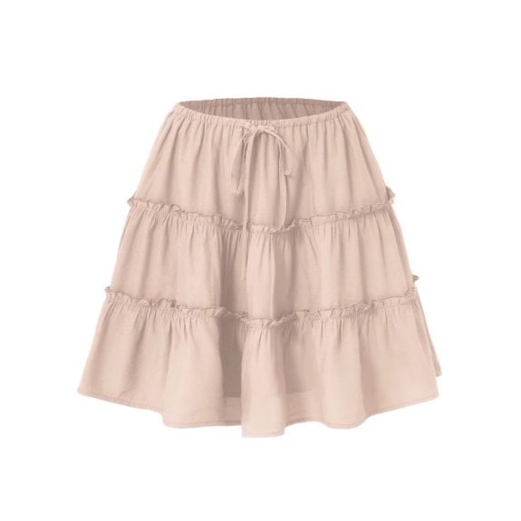Dark Green Pleated Boho Mini Skirt - Kuva 5