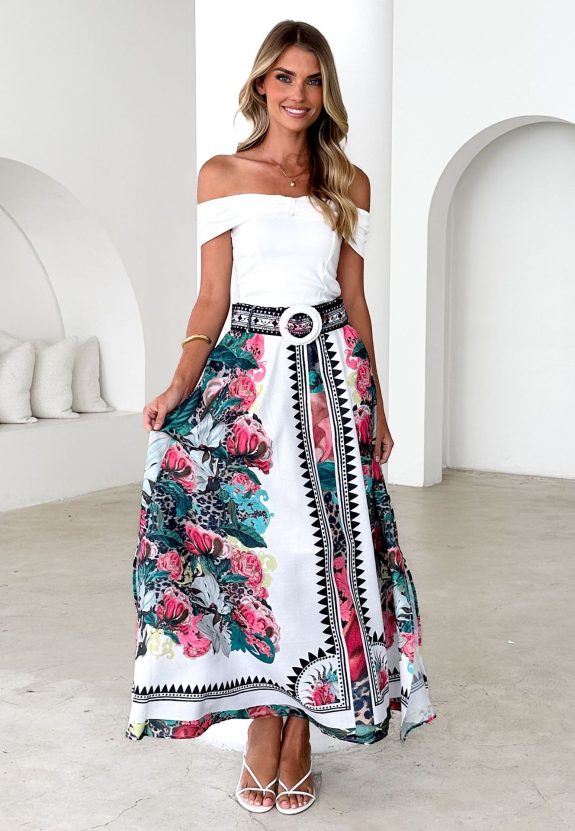 Colorful Floral Long Skirt - Billede 7