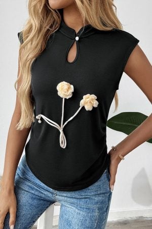 Elegant Black Boho Chic Top