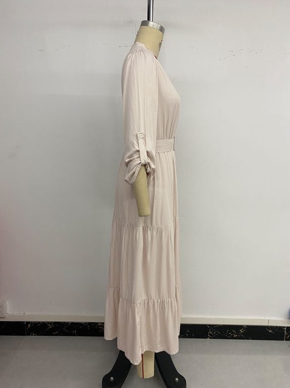 Long Sleeve Boho Midi Dress with Belt - Image 8