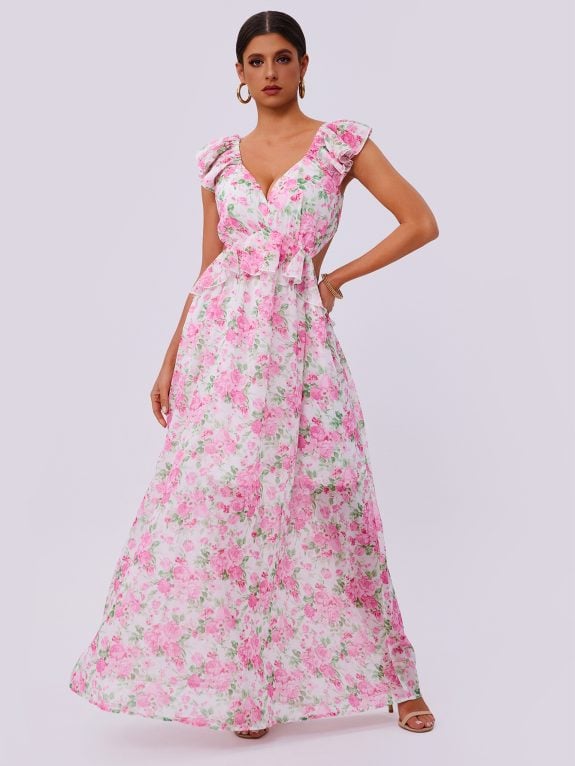 Summer Elegance Women Floral Printed Hem Long Women Clothing - Image 4